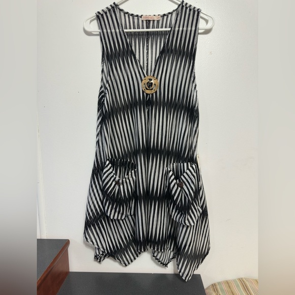 Paradise Usa Other - Black and White Striped Sleeveless Dress swimsuit cover up